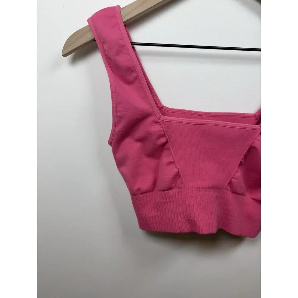 Free People FP Movement Good Karma Square Neck Sports Bra Pink Size M/L Active